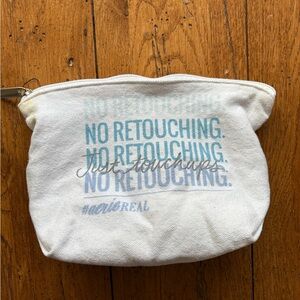 Aerie White Cosmetic Bag with Blue Text